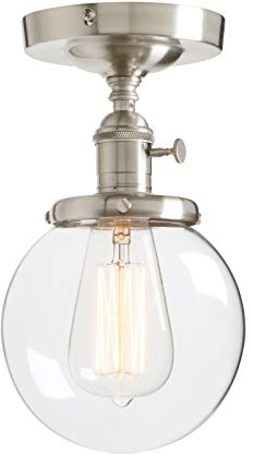 Phansthy Deckenleuchte Pendelleuchte Deckenlampe Vintage Industrie Hängeleuchte Hängelampe Lampe Kronleuchter aus Glas E27 Lampenfassung für Küche Keller Wohnzimmer (Gebürsteter Edelstahl Farbe)
