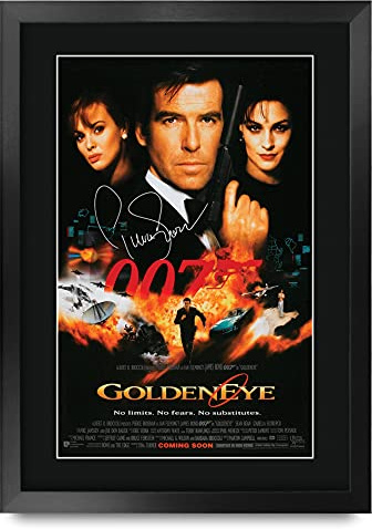 HWC Trading A3 FR James Bond-GoldenEye film affisch Pierce Brosnan signerad gåva inramad A3 tryckt autograf film gåvor Print foto bildskärm