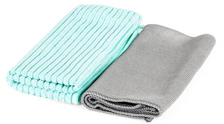 Kleeneze KL071170EU 2 Pack Cleaning Cloths - Glass & Window Cleaning, Microfibre, Remove Bacteria, Streak-Free Shine, Machine Washable, Reusable Window Wiper, Shower Screens, Surfaces, Mirrors