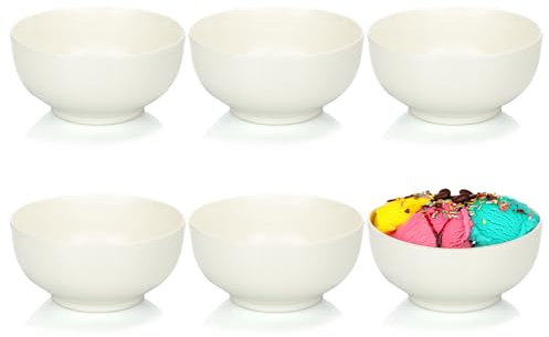 com-four® 6x cuencos de cereales de porcelana de hasta 600 ml - Basic postre blanco, apilable - White - merienda para postre, snacks o helado - 6 personas (6 piezas - blanco. sin decoración)