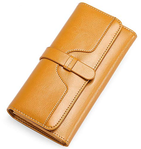 SENDEFN Portefeuille Femme Grand Format, Porte Monnaie Femme Cuir avec Blocage RFID, Portefeuille et Porte-cartes Grande Capacité et des Compartiments Zippés