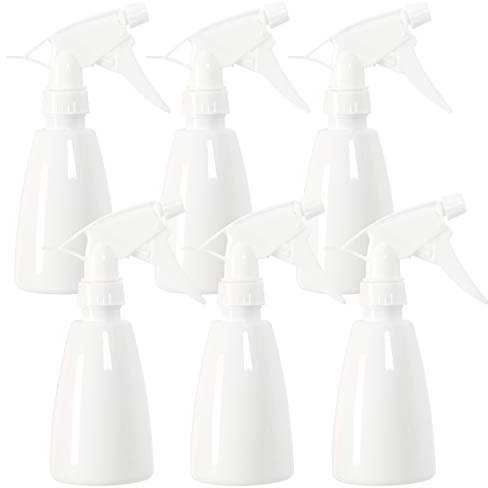 Youngever Confezioni da 6 Plastica Spray Vuoti Bottiglie 250ml, Bottiglia Spruzzo, Flacone Spray per Capelli e Soluzioni di Pulizia (Triangolo, Bianco)