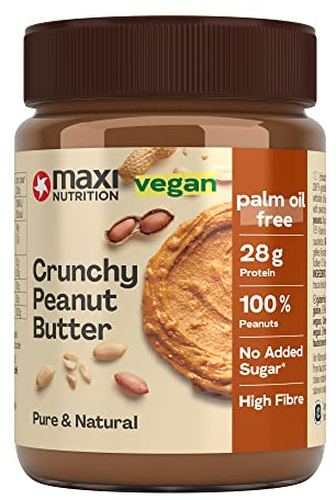 MaxiNutrition Crunchy Peanut Butter, 350 g, 100% Peanuts, No Sugar, high in Protein, No Palm Oil