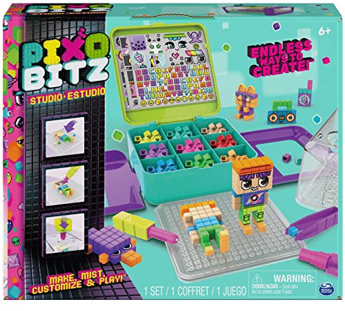 Pixobitz Sprühperlen Studio - Cooles 3D Bauen mit würfelförmigen Pixo-Perlen und etwas Wasser, nominiert für Top 10 Spielzeug 2022, ab 6 Jahren
