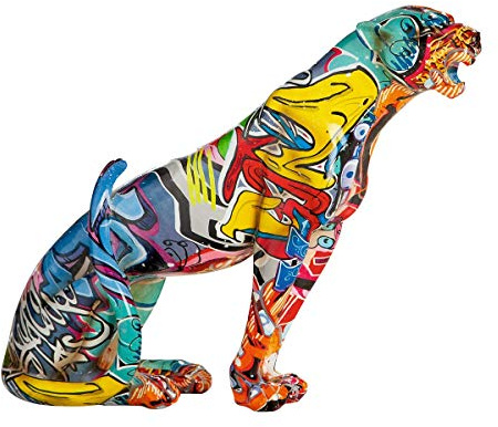 Casablanca KG Casablanca Deko Gepard sitzend Skulptur Urban Street Art 28,5 cm bunt Raubkatze Figur, Mehrfarbig, 28,5 x 28,5 x 8 cm