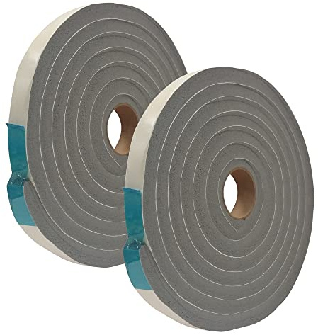 Frost King V734H Vinyl Foam Tape - Closed Cell - Moderate Compression, 3/4-inch X 1/2-inch X 10-feet, Gray - 2 Pack