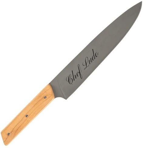 Ocadeau Coltello da cucina inciso personalizzato - Coltello da cucina con testo inciso e custodia in tessuto - Coltello da chef personalizzato