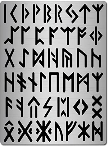 GORGECRAFT Metall-Runen-Schablone Edelstahl Altes Alphabet Elder Futhark Plantillas Abecedarios Schablone Gotische Schriftart Schablonen Zum Malen Holzbrennen Brandmalerei Gravur Kunsthandwerk