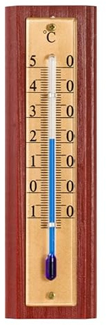 Zimmerthermometer Thermometer Innen Außen Holz Metall Außenthermometer Analog Raum Garten (dunkel) MD1