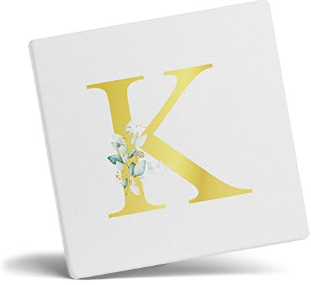 Taza de café con letra K personalizada, regalo personalizado, letra impresa con efecto dorado, no metálica, taza de café de cerámica para hombres o mujeres, taza extra grande y gigante, posavasos