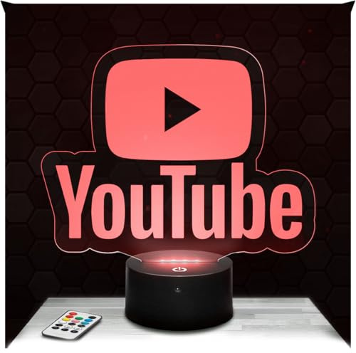 Lampephoto.fr - Lámpara 3D Logo Yout ube Luz Nocturna Táctil Led Ilusión 3D, Idea de Regalo para Niños y Niñas, Navidad, Lámpara de Mesilla de Noche para Niños o Adultos, Merchandising, Regalo TOP