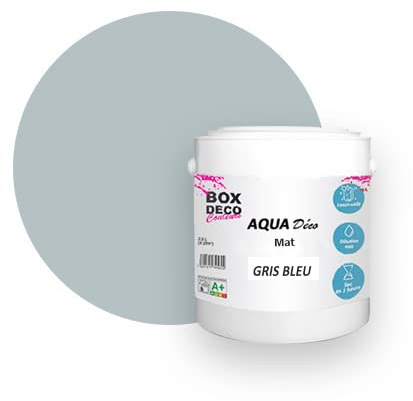 BOX DECO COULEURS Aqua Deco Acrylwandfarbe Matt 2,5 l, Grau Blau