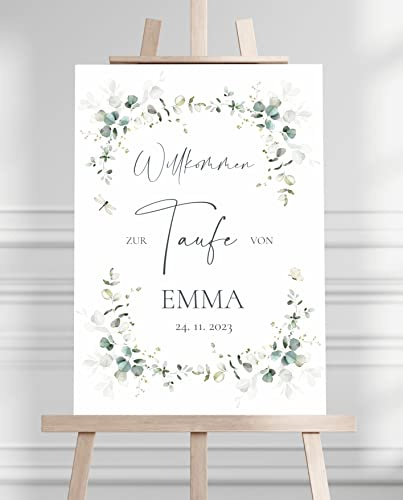 Manschin-Laserdesign Willkommensschild Aluverbund personalisiert - Made in Germany - Welcome Willkommen Schild für Taufe, Geburtstag, Firmung, Kommunion, Konfirmation (60x40cm)