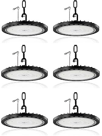 UFO LED Lámpara Alta Bahía 200W 6 Piezas,20000LM Brillante UFO Foco LED Industrial,6500K Blanco Frío Iluminación Comercial Bahía,Impermeable IP65 Comercial Industrial Proyector para Fábricas Almacén