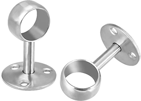 TA-VIGOR Wardrobe Pipe Bracket 25mm Dia, 2Pcs Wall Mounted Rail Rod 65mm Height, Shower Curtain Closet Wardrobe Rod Lever Support Holder Pipe Flange Socket