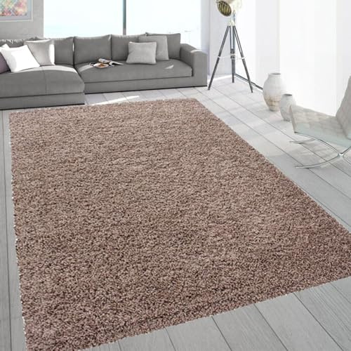 SASONS® Extra Large Shaggy Rug 5cm Thick Soft Pile Modern Fluffy Rugs for Living Room Bedroom Floor Carpet Mat Non Shedding Warm Colours Small Large X-Large Area Rugs (Dark Beige, 120 x 170cm)
