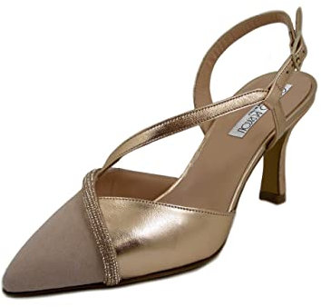 OSVALDO PERICOLI, Scarpe Donna Eleganti Decolletè Aperte con Cinturino in Pelle Rosa Cipria, Tacco Medio Alto 8 cm, 23825