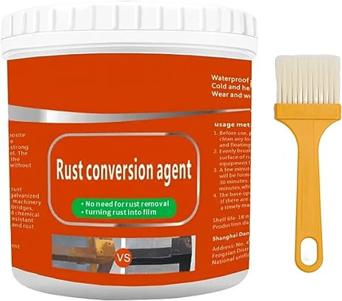 Hualabo Rost Renovator - Rostumwandler mit Pinsel, Rostentfernungsumwandler Metallic-Farbe, Metall Rostentferner auf Wasserbasis, Mehrzweck-Rostschutzfarbe, 300g (Rot)