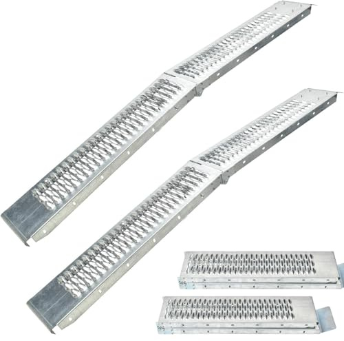 2 Van Ramps Heavy Duty - Folding Slope for Van, Motorbike, Quad Motorcycle - Portable Galvanised Steel Loading Rampway- 400kg Max Loading - H180 x W23 x D9cm