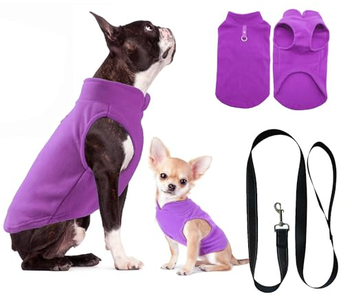 Huifengjie Maglioncino Cane Cappotto Cane Taglia Media, Invernale Cappottino Cane Gilet in Pile Caldo Maglione Cane Taglia Media, Vestito Felpa Cane per Cani di Taglia Piccola e Media(Viola, L)