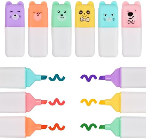 12 Stück Mini Textmarker Set 6 Farben Pastell Textmarker Keilspitze Marker Stifte Textmarker auf Wasserbasis schnell trocknende Flüssigmarker niedlicher Textmarker für Einsatz Hause Schule Büro