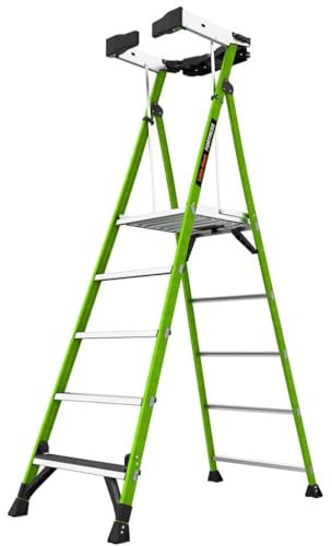 Little Giant Ladders - Escalera de 5 peldaños con plataforma de fibra de vidrio, altura de la plataforma 1,38 m, altura cerrada 2,81 m
