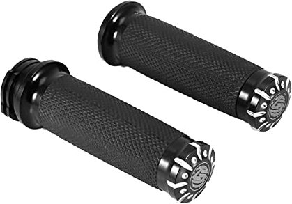 Motorradgriffe, 1 Zoll Langlebige Billet-Aluminium-Motorradlenker-Handgriffe Für Softail Cruiser Chopper Schwarz