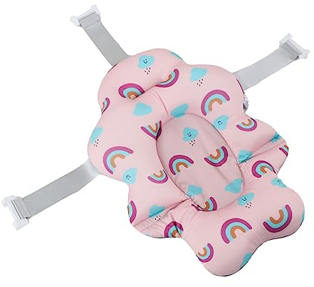Baby-Badewannensitz, Baby-Badewannenmatte, Universeller Komfort für 0–12 Monate Babyparty (Rosa Regenbogen)