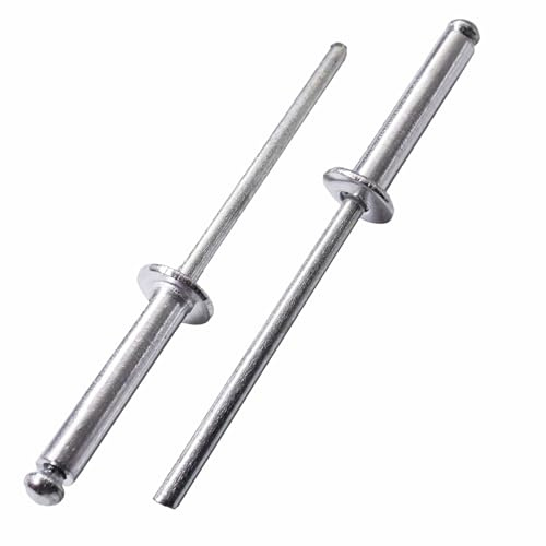 SKIR'CO (150 pcs) Aluminium Blind Rivets 4.0 x 20 mm, Steel Mandrel, Pop Rivets, Dome Head, DIN 7337 Rivets