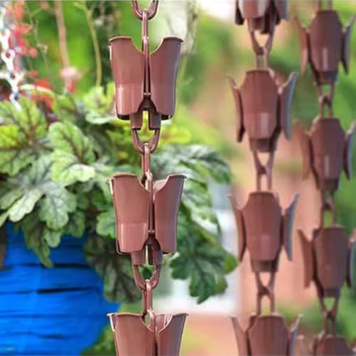 Oracra Regenkette Downspout Regenkette Dekorativ - 3m/10 Fuß, Plastikabwehrentwässerungsfänger Regen Chime für Villa Courtyard, Regenwassersammler für Hausdachrinnen