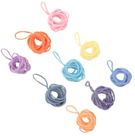 NUOBESTY 180 Pcs Elastic Potholder Loom Loops DIY Weaving Loom Refill Kit for Kids and Adults Crafting, 9 Candy Colors Elastic Braided Rope Loops for Pot Holder Projects