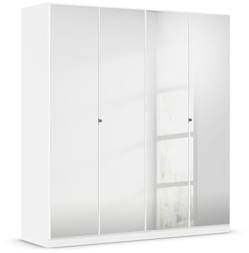 Rauch Möbel Reflect, Kleiderschrank, Farbe Weiß, Breite 181 cm | Schrank, 4-türig, mit Spiegel, Zubehör Basic, für Schlafzimmer, Kinderzimmer, Studentenwohnung, Garderobe, Flur