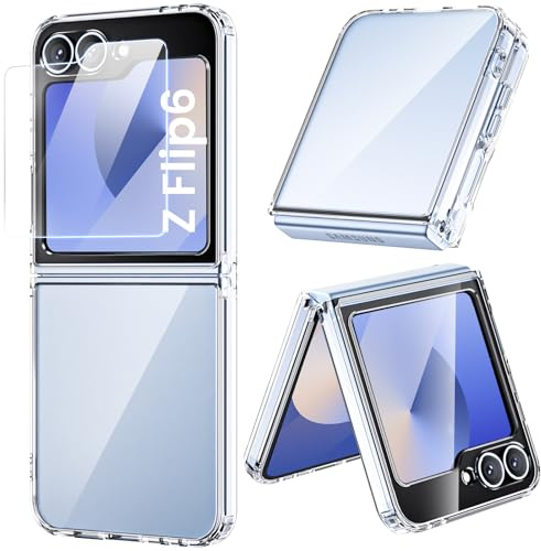 ORNARTO für Samsung Galaxy Z Flip 7 FE 2025 / Z Flip 6 2024 Hülle mit 1 Schutzfolie, [rutschfest und Kratzfest] transparente Handyhülle Flip 7 SE/6, Z Flip 7 SE/Flip 6 Schutzhülle - durchsichtig