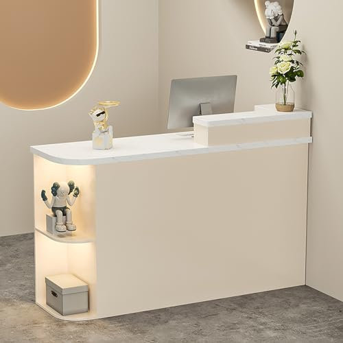 Tresen Bar Theke Laden-Theke Verkaufstheke Große Empfangstheken Abschließbare Schubladen und Ablagefächer Messetheke Stehpult für Firmenhallen Hotelrezeptionen Bekleidungsgeschäften.(Right,COLOR4_80X5