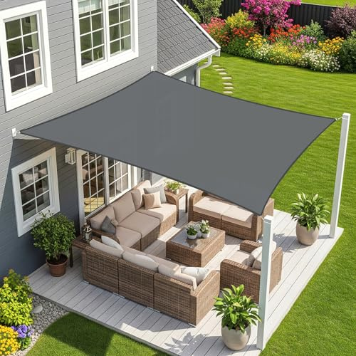 Sunnylaxx 3.5x5m Sonnensegel Rechteckig, Wasserdicht Sonnenschutz Sunsegel Color Anthrazit, 95% UV-Schutz,für Außenbereich,Garten