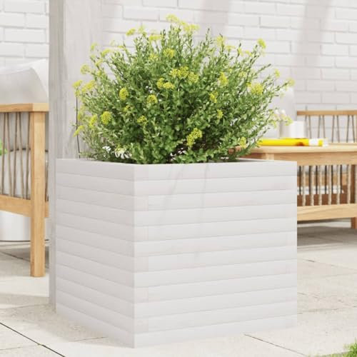 Tino Tech Jardinière 50 x 50 x 45,5 cm en pin massif - Jardinière pour balcon, potager, parterre de fleurs, bac à fleurs, bac à fleurs, bac à fleurs, bac à fleurs, jardinière pour balcon, jardin -