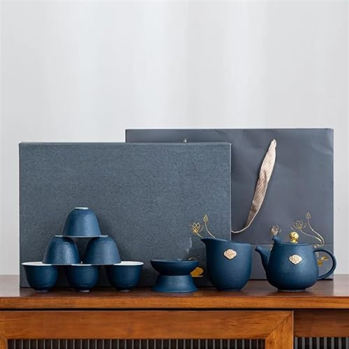 ATGQBCF Set De Théière Et Tasse De Noël Tasse Thé en Céramique Expresso Arabe Tasse Café Kung Fu Chinois Ensembles Tasses Thé Clair Bol Thé Japonais Boîte Service 6 Pièce/Ensemble Théière(B)