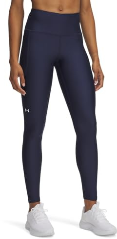 Under Armour Mujer Tech HiRise Legging, Leggings Deportivos súper Ligeros y moldeadores, Pantalones de Gimnasio elásticos con Cinturilla Antideslizante y Bolsillo lateralWashed Navy / / White,XL