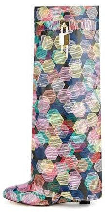 per Donna Stivali al Ginocchio Tacchi Alti Stivaletti con Pantaloni Stivali Alti Décolleté Tacchi a Zeppa Forma Geometrica Punta Tonda Altezza Tacco 11 CM