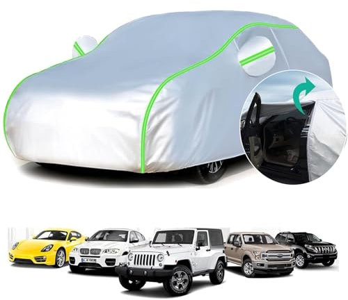 Breathable Car Cover Waterproof for 𝖬ini 𝖢lassic 1997-2000 Cover Rain Snow Protection Outdoor Car Cover,Full Car Cover for All Seasons Dirt-Proof Anti-Aging,Silver Car Cover