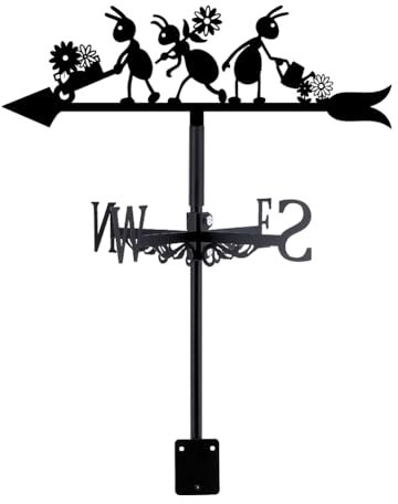 SUPERDANT Banderuola Vento Segnavento per Formica per Montaggio Sul Tetto Banderuola Vento Segnavento In Metallo A Forma di Fiore per Decorazione Esterna Del Tetto Segnali Decorativi per Vento Neri