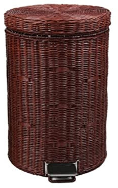 HPTHLY Trash Can Rubbish Bin Round Rattan Trash Can Modern Creative Pedal With Lid Wastebasket Garbage Bin Living Room Garbage Can Waste Bin Trash Bin,B-26 * 26 * 36cm