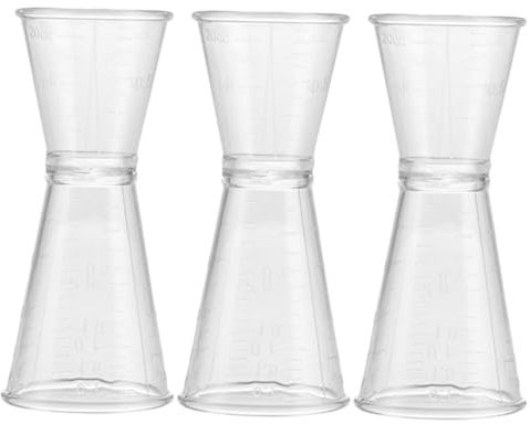 MAGICLULU Juego De 3 Medidores Dobles Para Cócteles, Vaso Medidor Grande De Plástico Transparente, Diseño Reutilizable y Ligero, Para Bartenders y Uso En Bares o Eventos Profesionales
