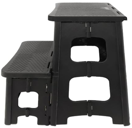 Tuxxjzm Marchepied pliable – Marchepied antidérapant pour placard, marchepied pliable à 2 marches pour intérieur et extérieur