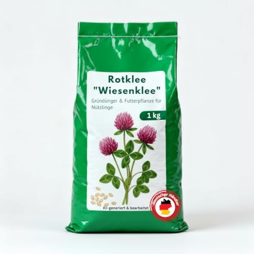 Gründüngersaat Rotklee, Bodengesundheit nachhaltig verbessern, Bodenlockerung, Bienenfreundlich (1kg für ca. 280m²)