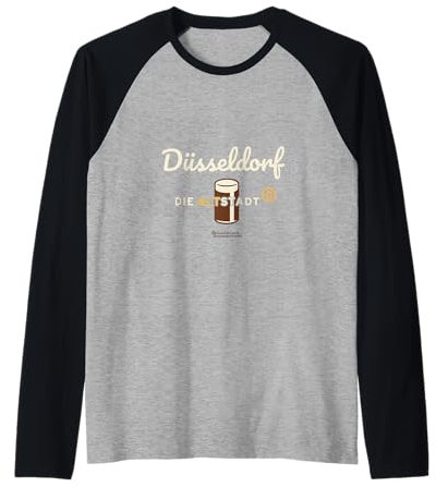 Düsseldorf Old Town Word Game Glass Altbier Düsseldorf Raglan Baseball Tee