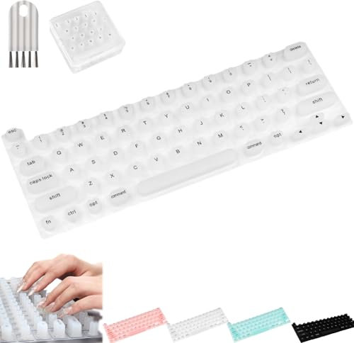 Tippytype Tastaturabdeckung für lange Nägel, Nagelkunst, erhöhte Tastaturhülle, Silikonnagelschutz, Tastaturabdeckung, kompatibel für MacBook Pro/Air 13 Zoll/14 Zoll/15 Zoll/16 Zoll 2020–2024 (weiß)