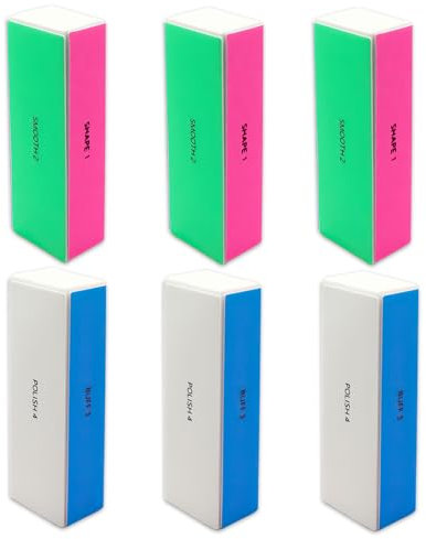 6 Stück Nagelpolierblock, Nagelfeilen Block, 4 Stage Stufig Entfernt Kanten, Erzeugt Sofort Einen Hochglanz Professional Nail Files Polishing for Shaping for Shaping, Smoothing and Polishing
