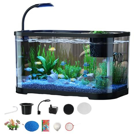 fayarrd Kompaktes Aquarium Starter-Set - Goldfisch Aquarium Einsteigerset | Leises Aquarium, Dekoratives Schreibtischbecken Für Kampffisch, Schildkröte, Frosch & Wasserbewohner