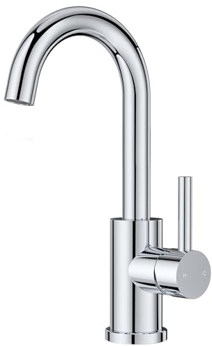 FORIOUS Rubinetto con Piletta di Scarico per Bagno/Cucina, Girevole a 360°, Miscelatore Acqua Calda/Fredda, in Acciaio Inossidabile, Installazione Facile per Lavandino, Piccola Cucina